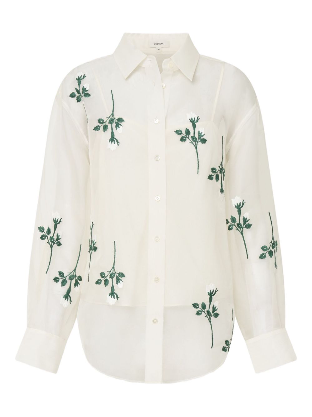 Floral-embroidered shirt - SOFT CREAM