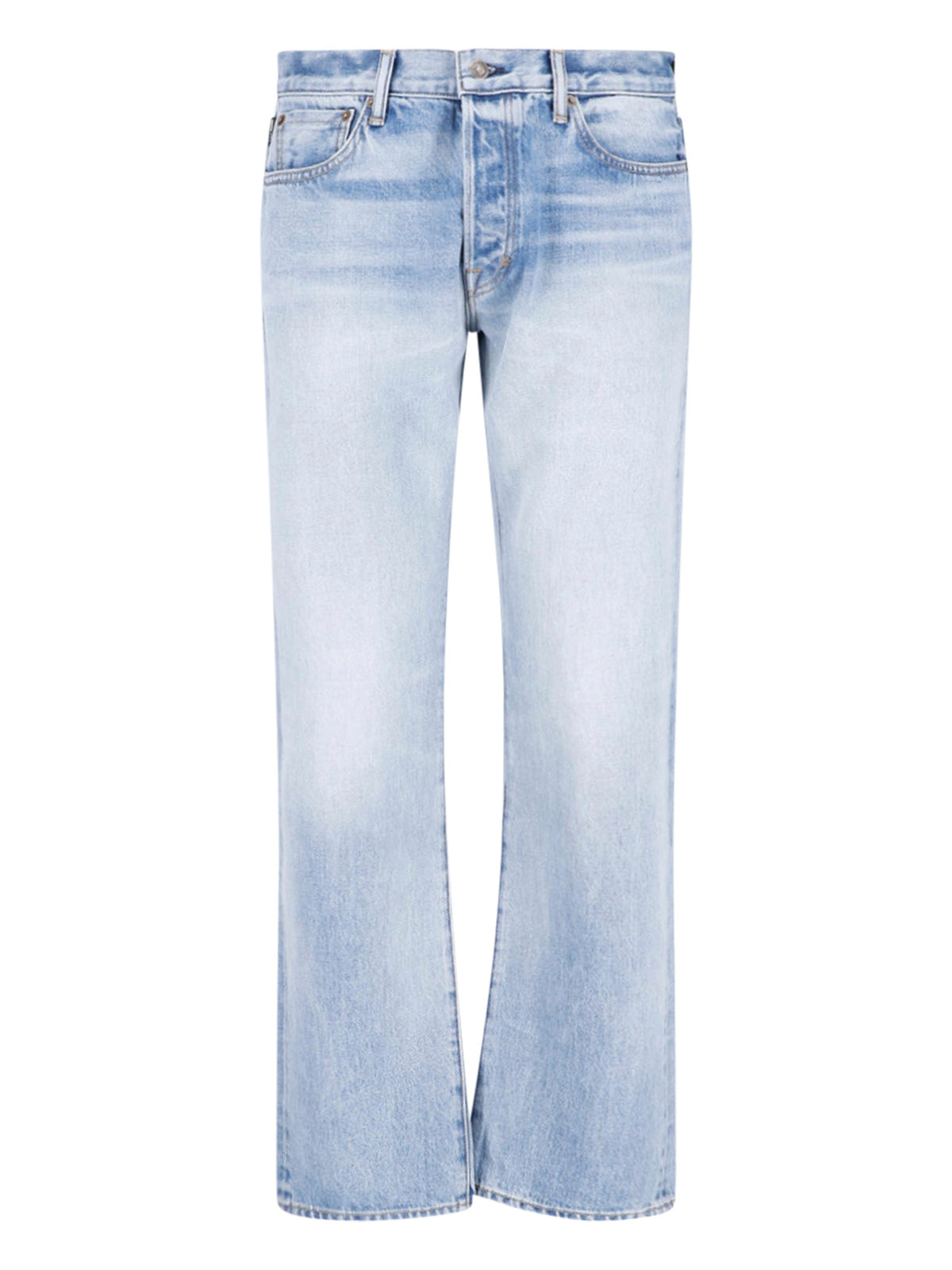 Men's Denim Jeans with Bovine Leather Trim