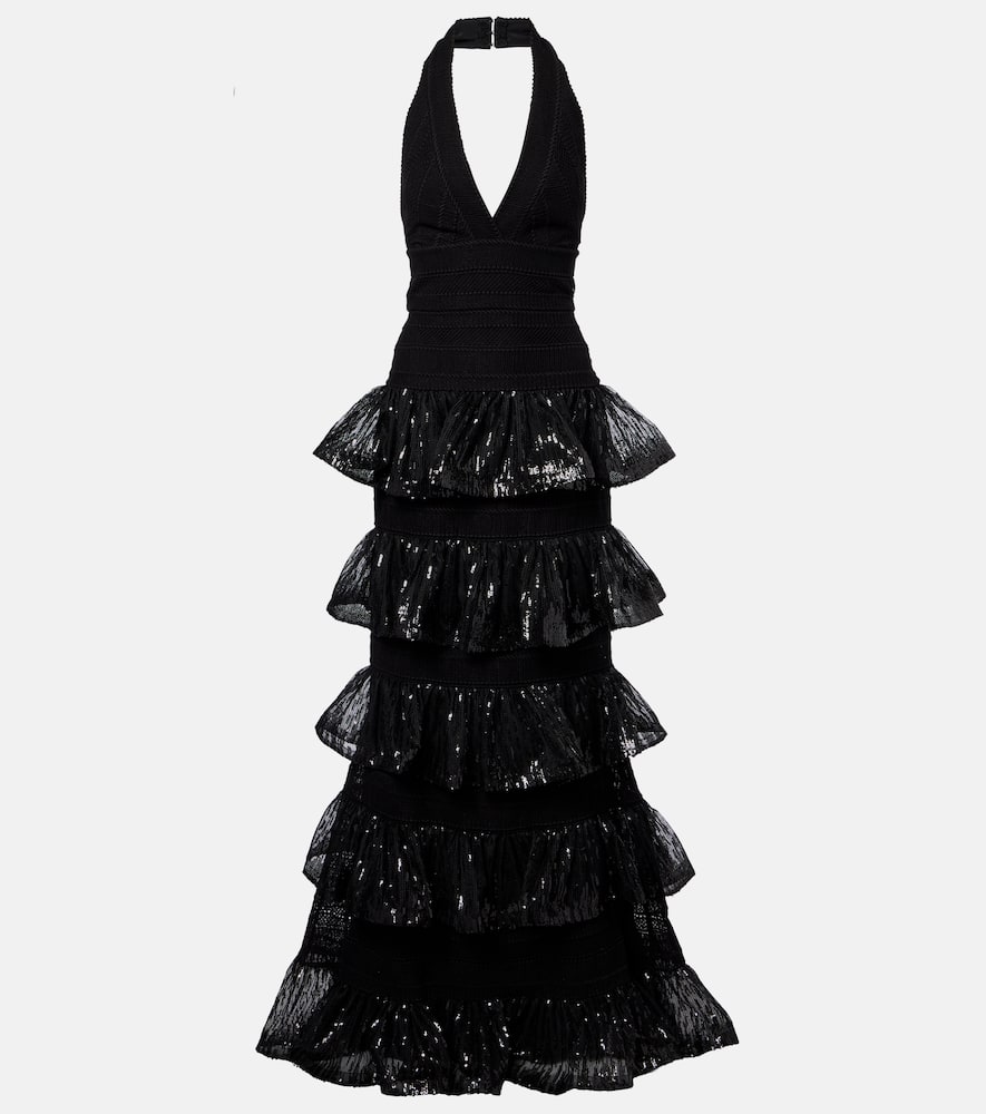 Sequined macramé gown