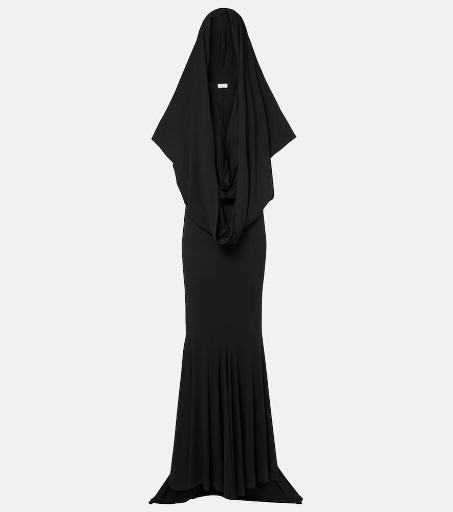 Hooded silk-blend jersey maxi dress