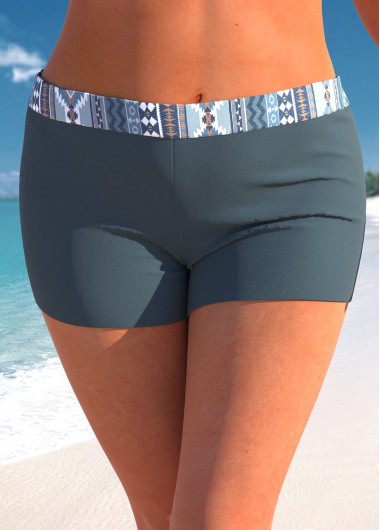 Modlily Plus Mid Waisted Tribal Print Swim Shorts - 2X