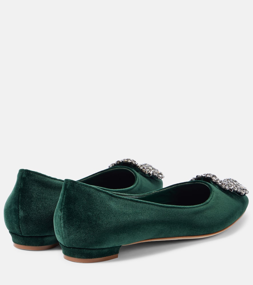 Manolo Blahnik Hangisi embellished velvet ballet flats