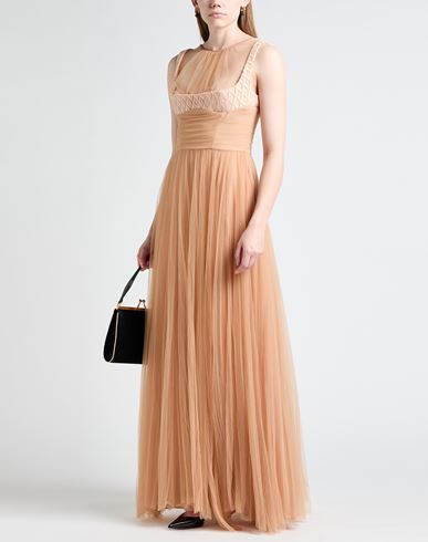 Elisabetta Franchi Woman Maxi dress Apricot Size 6 Polyamide, Cotton, Elastane
