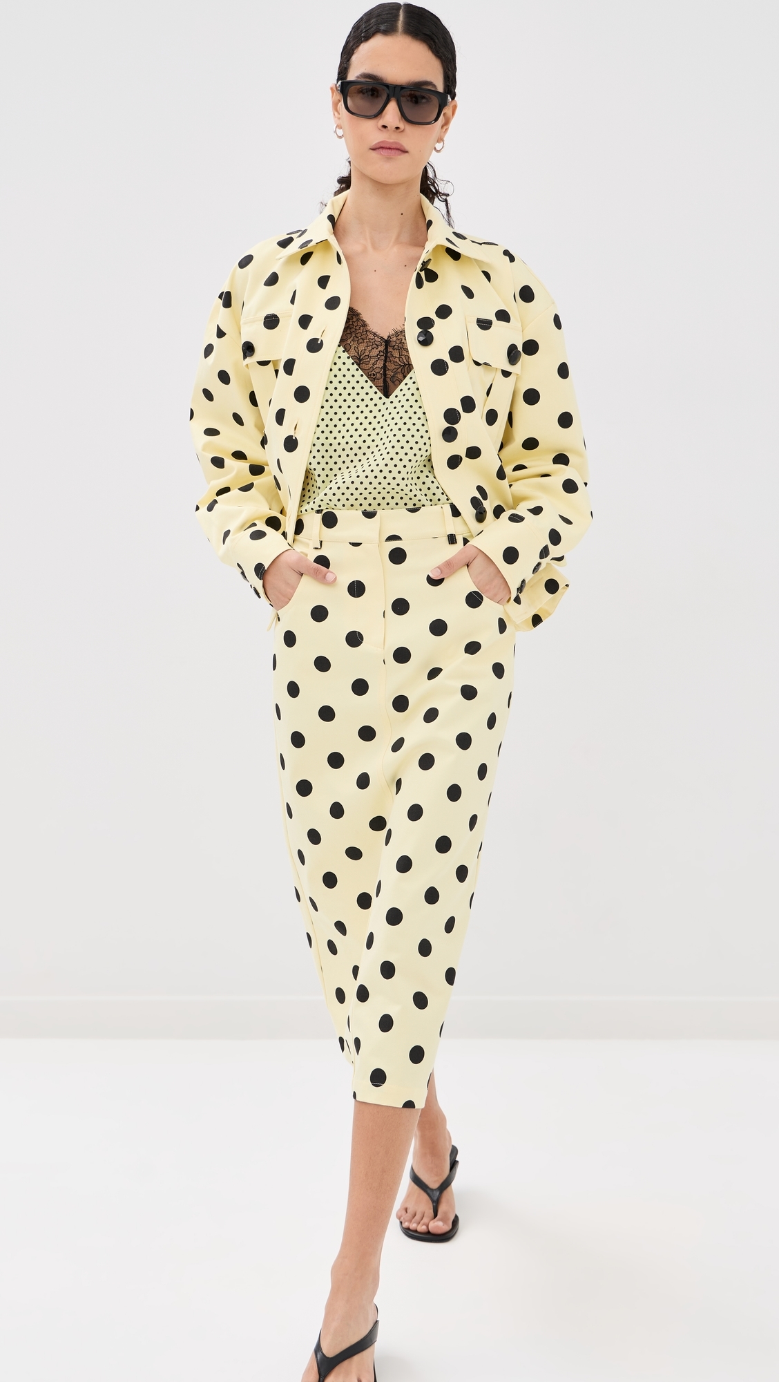 Layla Silk Top Lemon Polka Dot