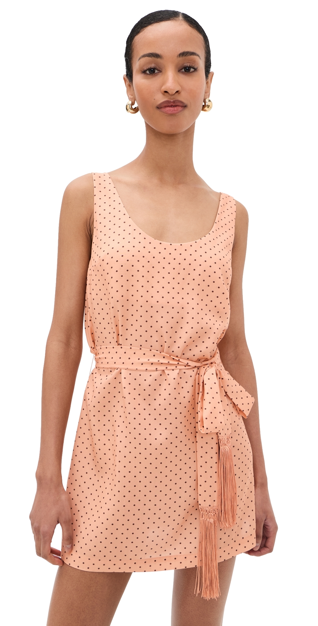 Evie Mini Dress Tangerine Polka Dot