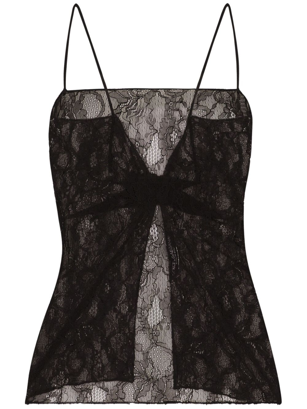 Lace-detail open-back top - Black