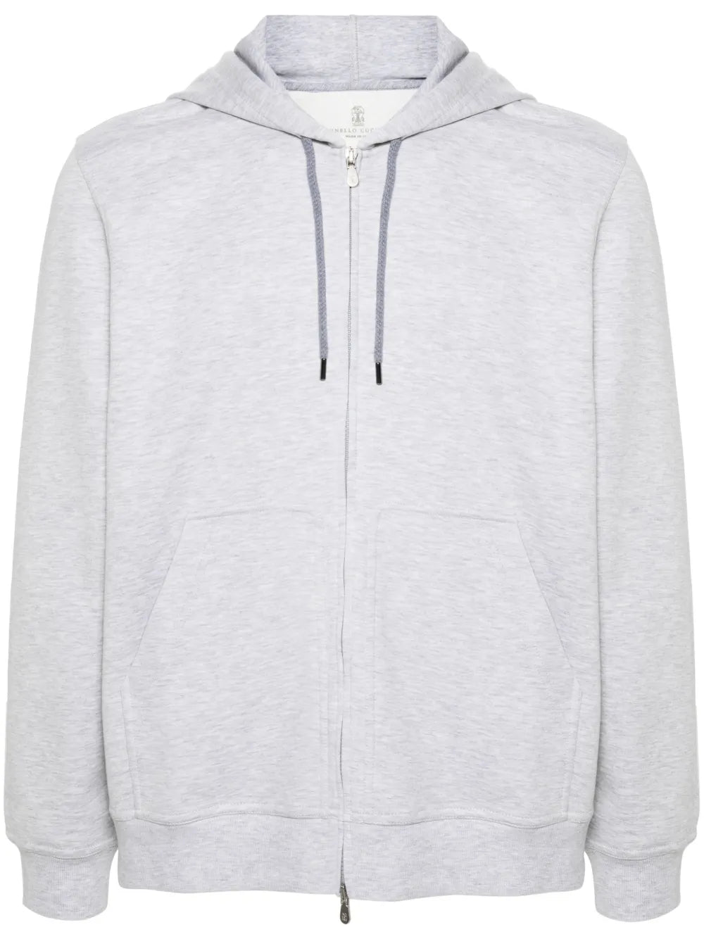 Mélange-Effect Zipped Hoodie — Grey