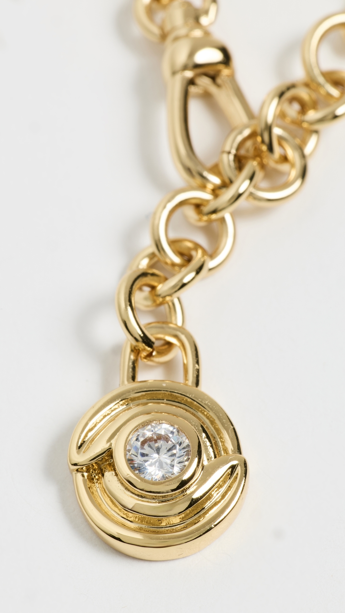 Luv Aj Wave Bezel Lariat Necklace Gold One Size