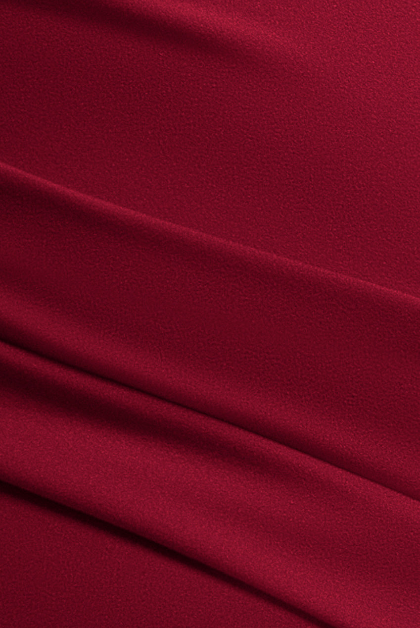 Goddiva Plus Scuba Bardot Pleated Midi Dress - Wine