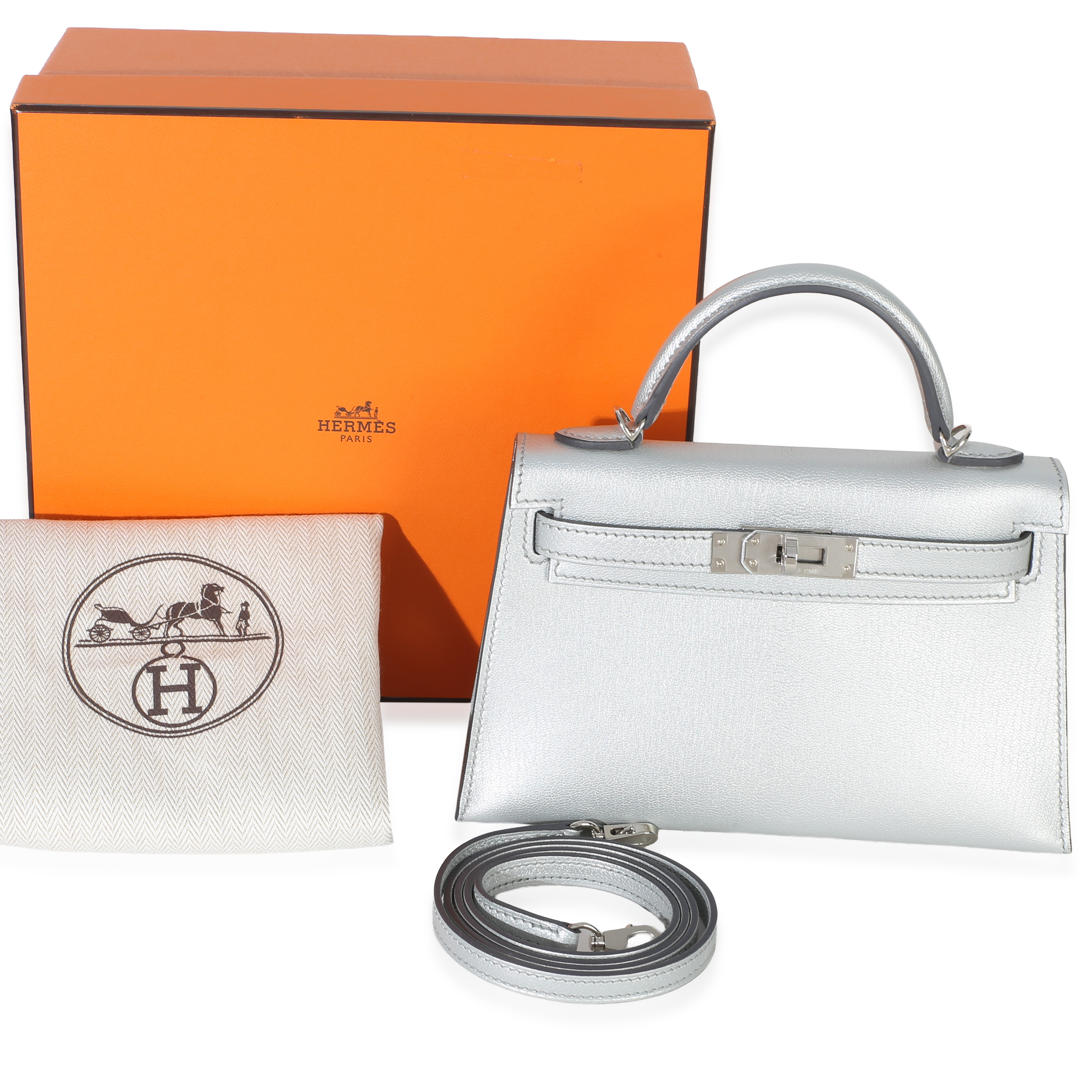 Hermès Chevre Chamkilight Sellier Mini Kelly II 20 PHW
