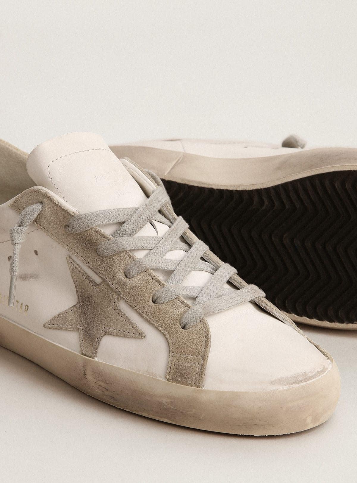 Golden Goose - Men’s Super-star With Gray Suede Star And Heel Tab, Man