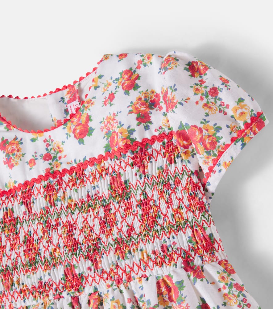 Soraya smocked linen and cotton dress