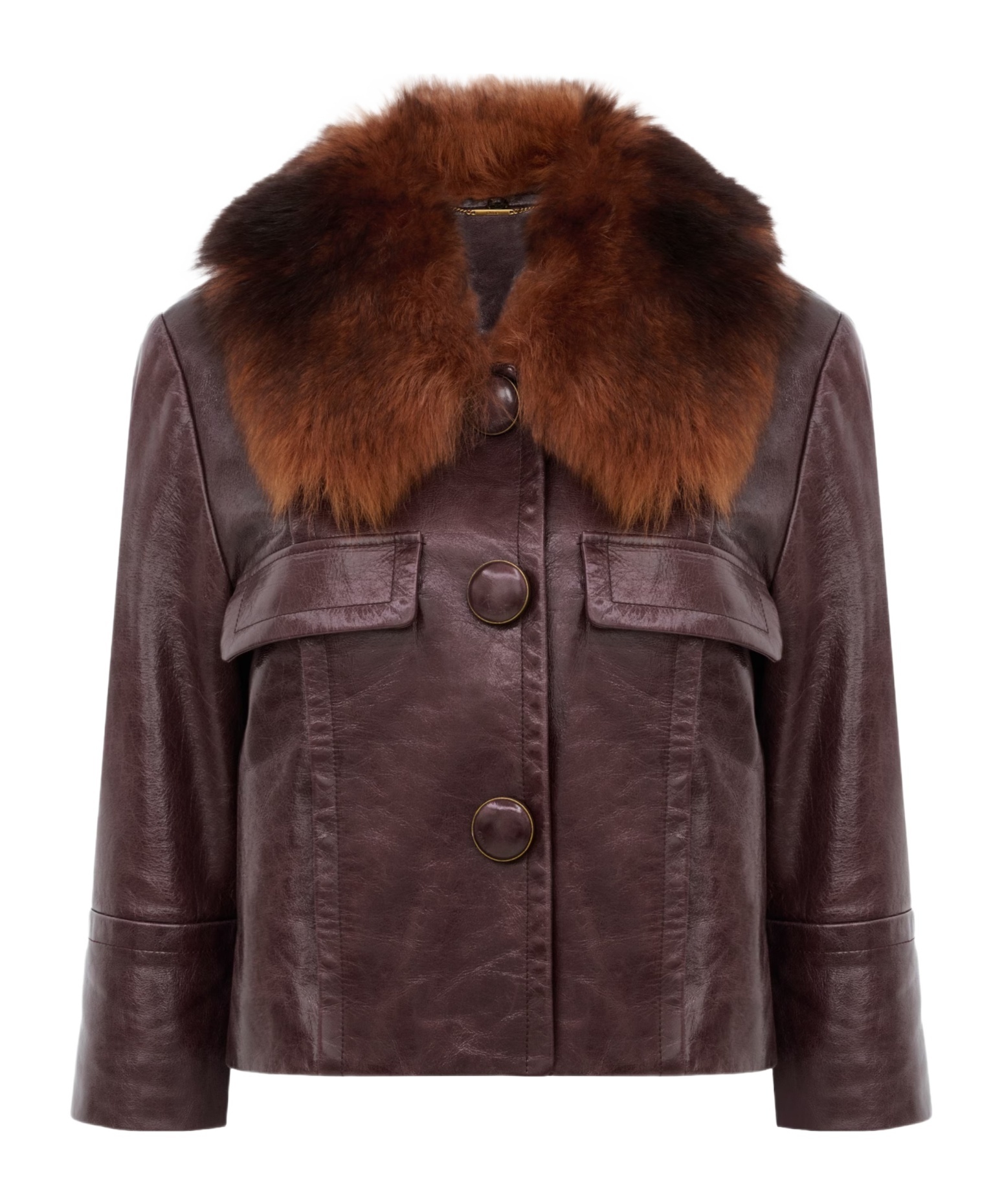 Cropped jacket in leather