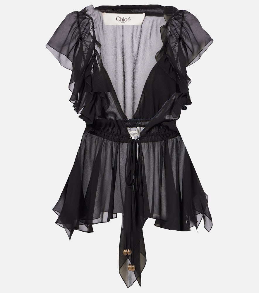 Chloé Ruffled silk chiffon top