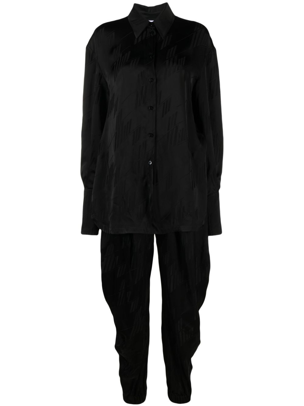 Logo-jacquard satin jumpsuit - Black