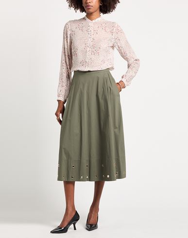 Woman Midi skirt Military green Size 6 Cotton