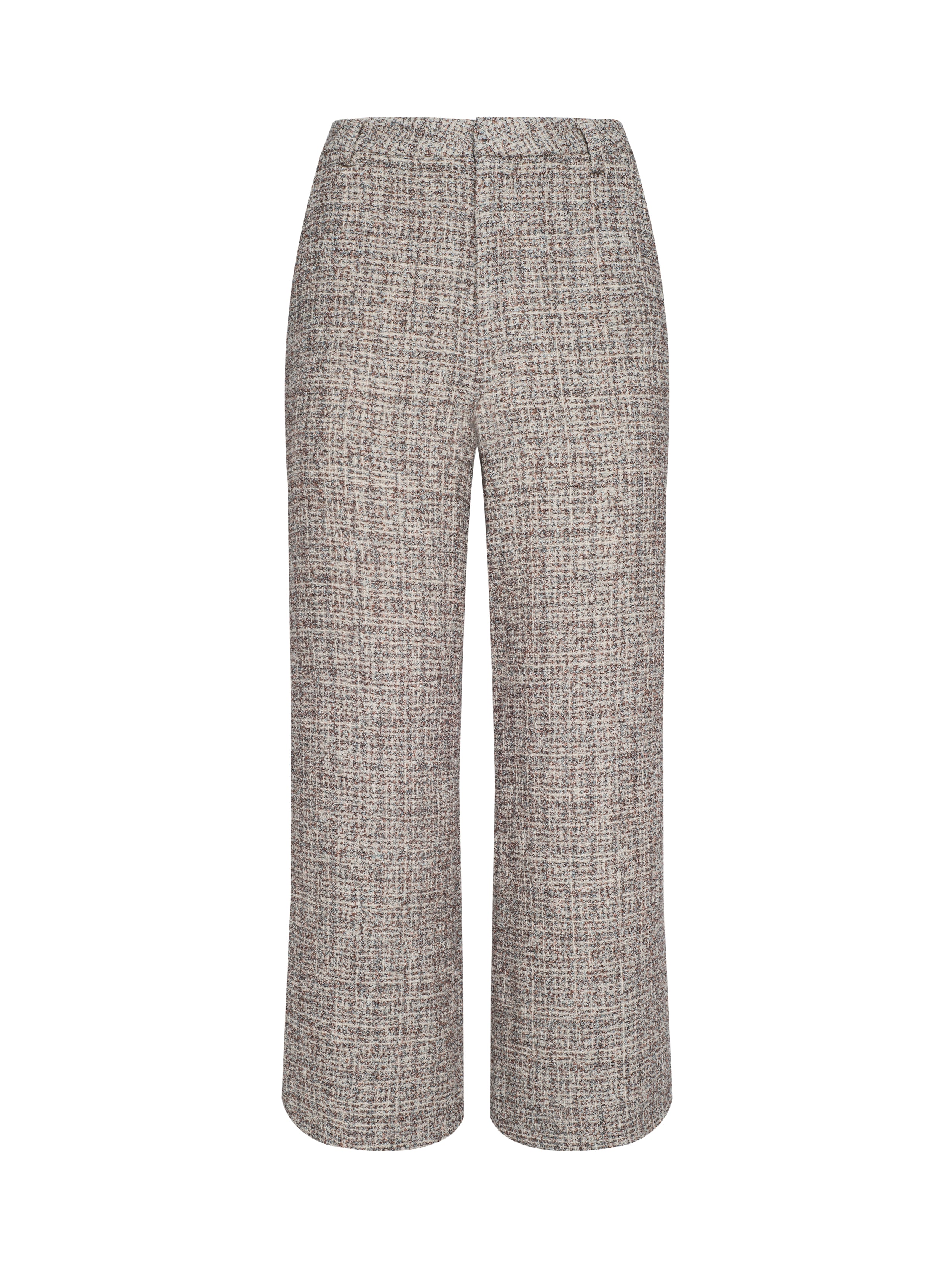 Lula Cropped Tweed Trouser In Dusty Blue Multi Tweed