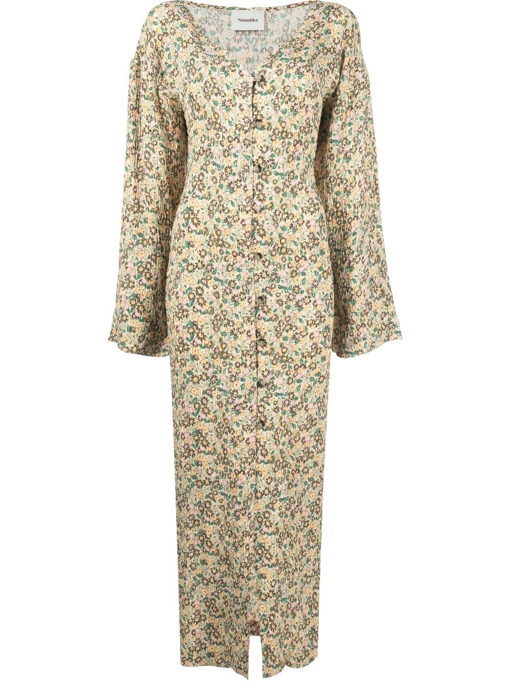 Floral-print button-down maxi dress - Yellow