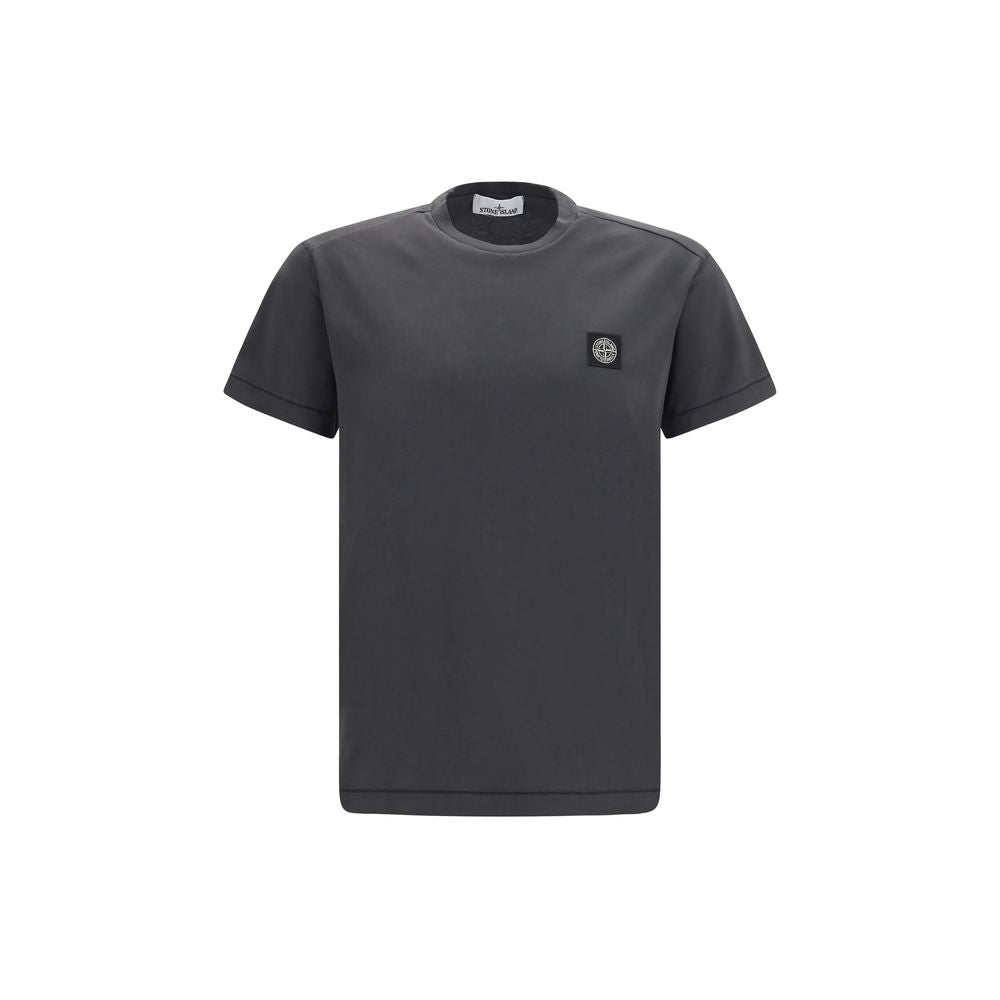 Logo Patch Cotton T-Shirt — Gray