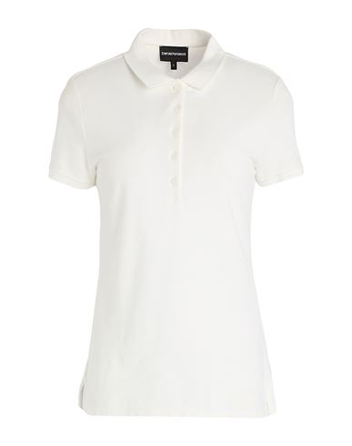 Woman Polo shirt White Size L Cotton, Elastane
