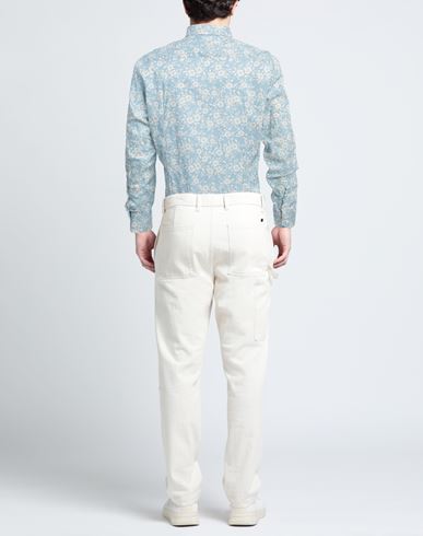 Bastoncino Man Shirt Sky blue Size 17 Viscose, Linen