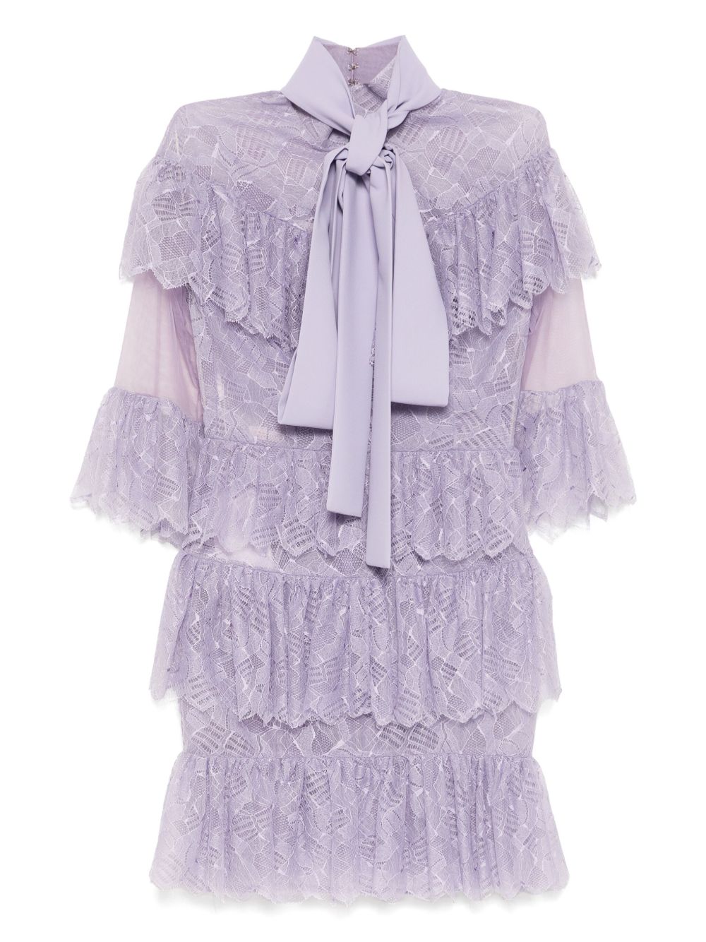 Ruffled-lace mini dress - Purple