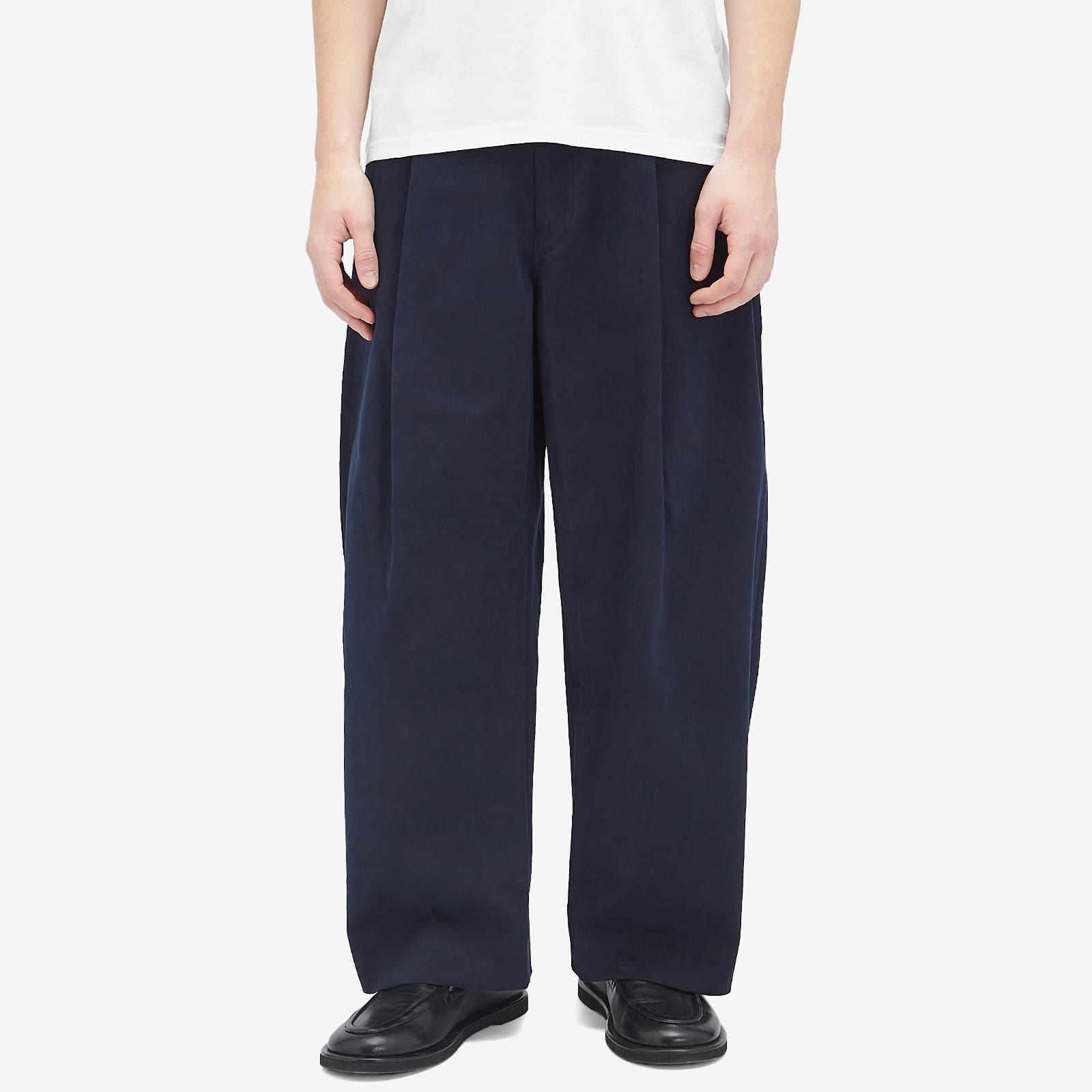 Men's Sorte Deep Pleat Volume Twill Pants in Dark Navy