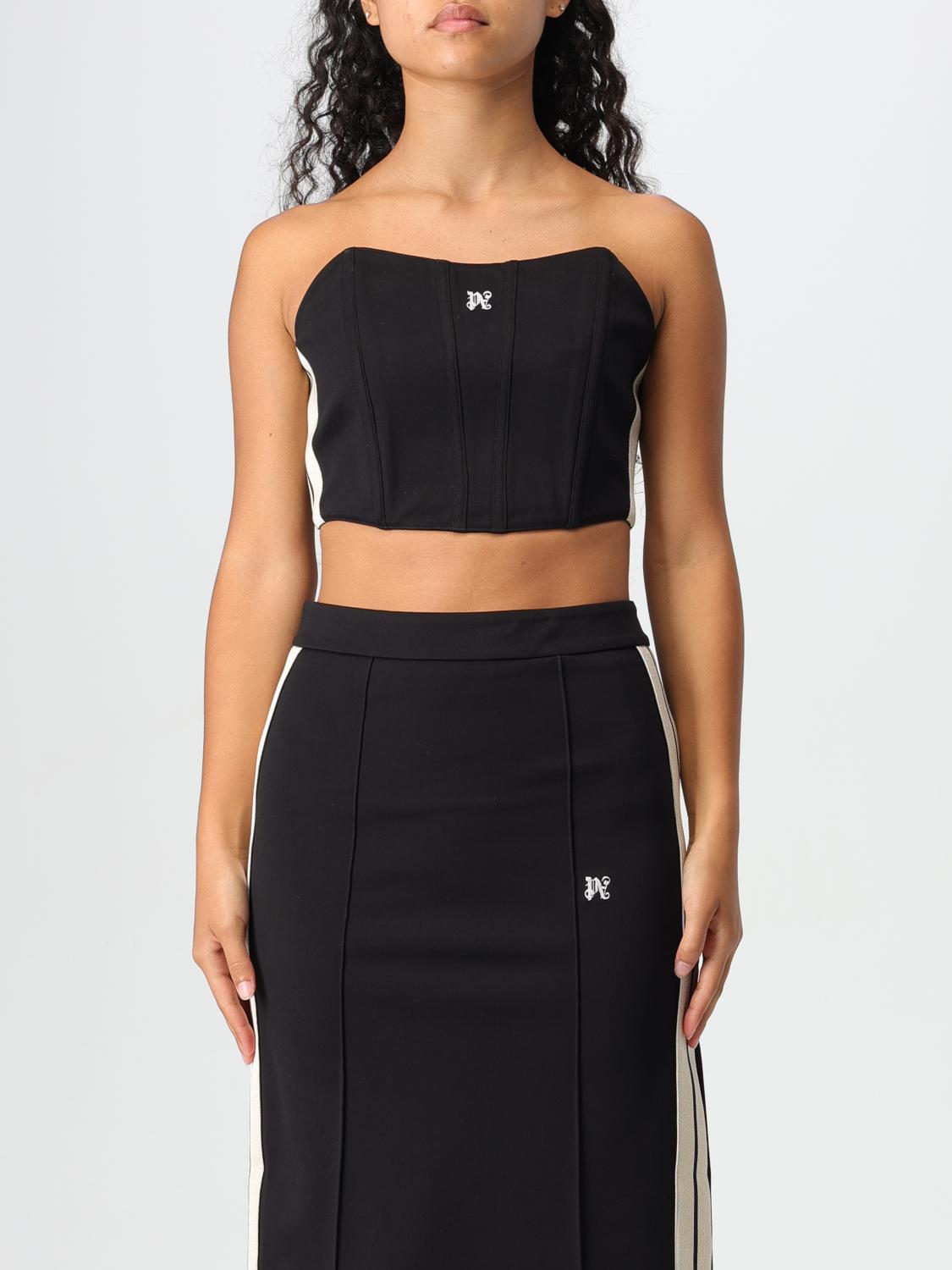 Monogram-print corset top - Black