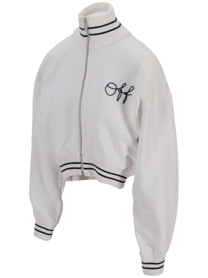 White Logo Mock Collar Sweatshirt