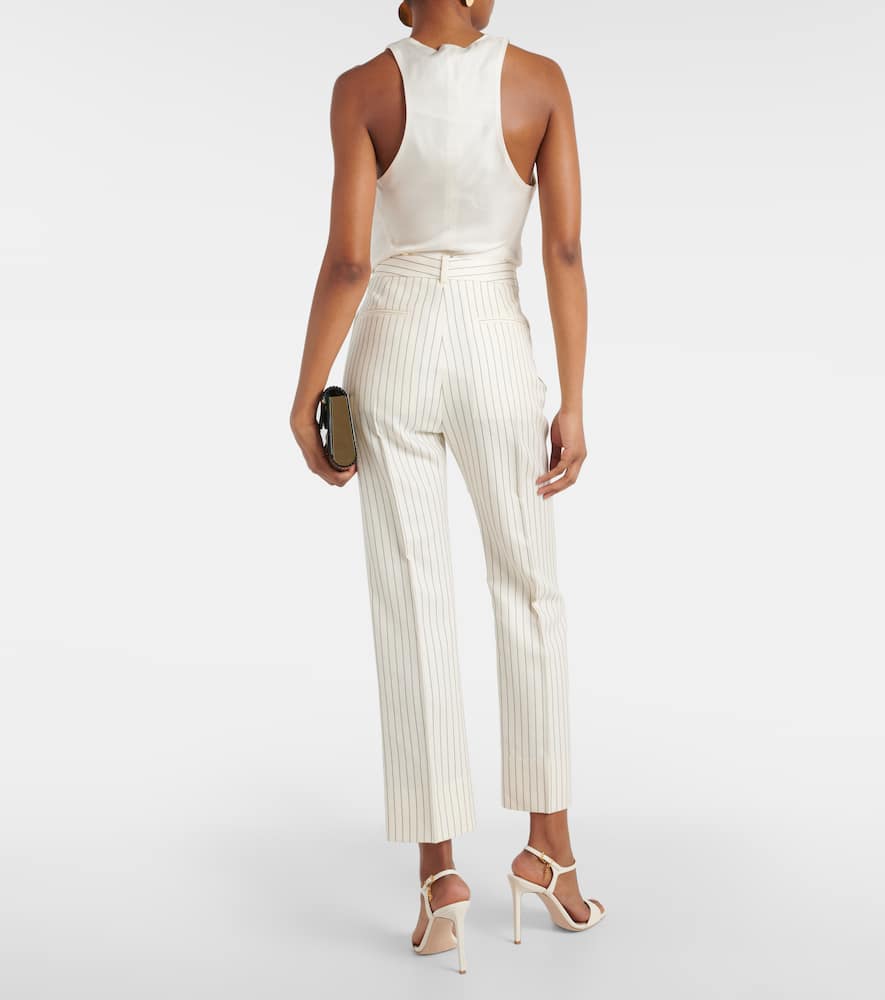 Wallis striped wool and silk-blend straight pants