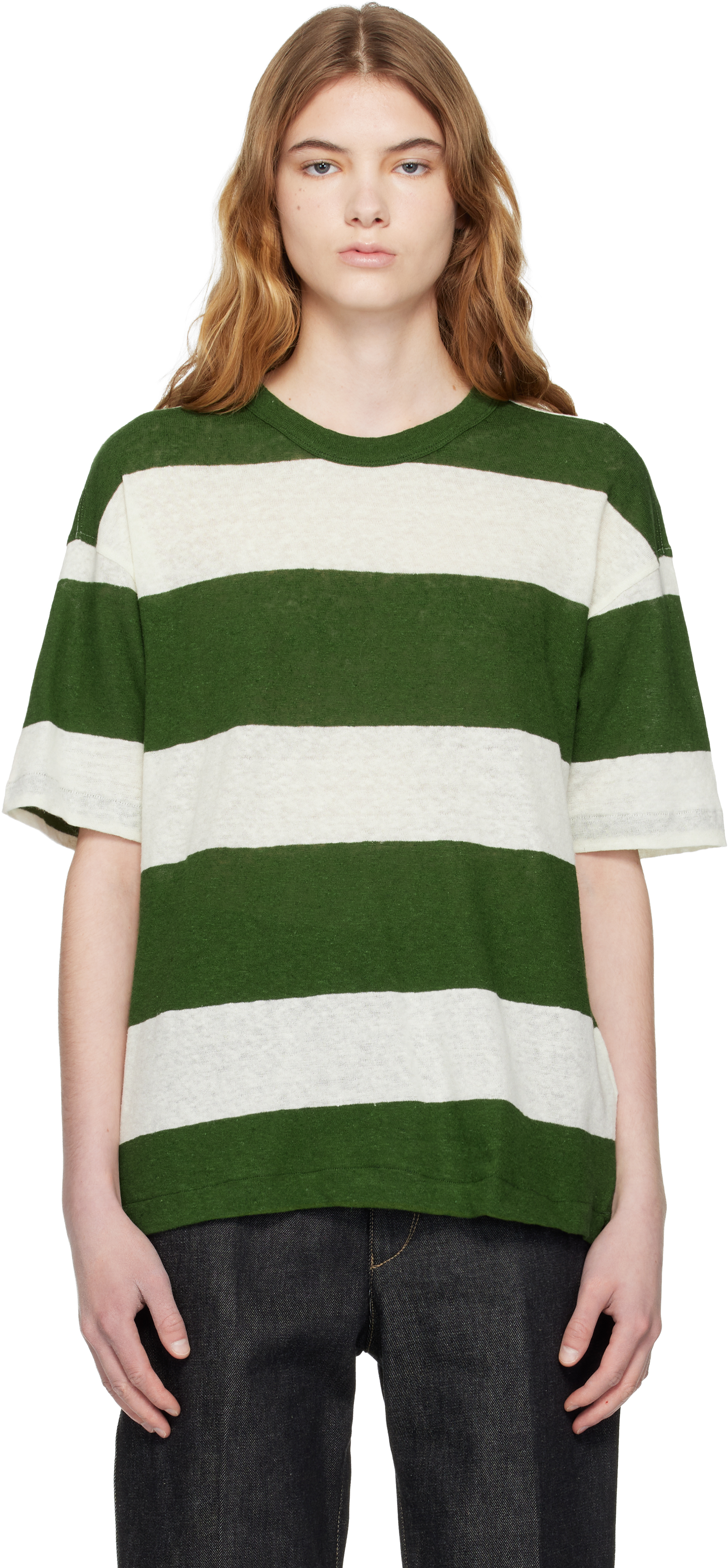 Green & Off-White Triple Stripe T-shirt