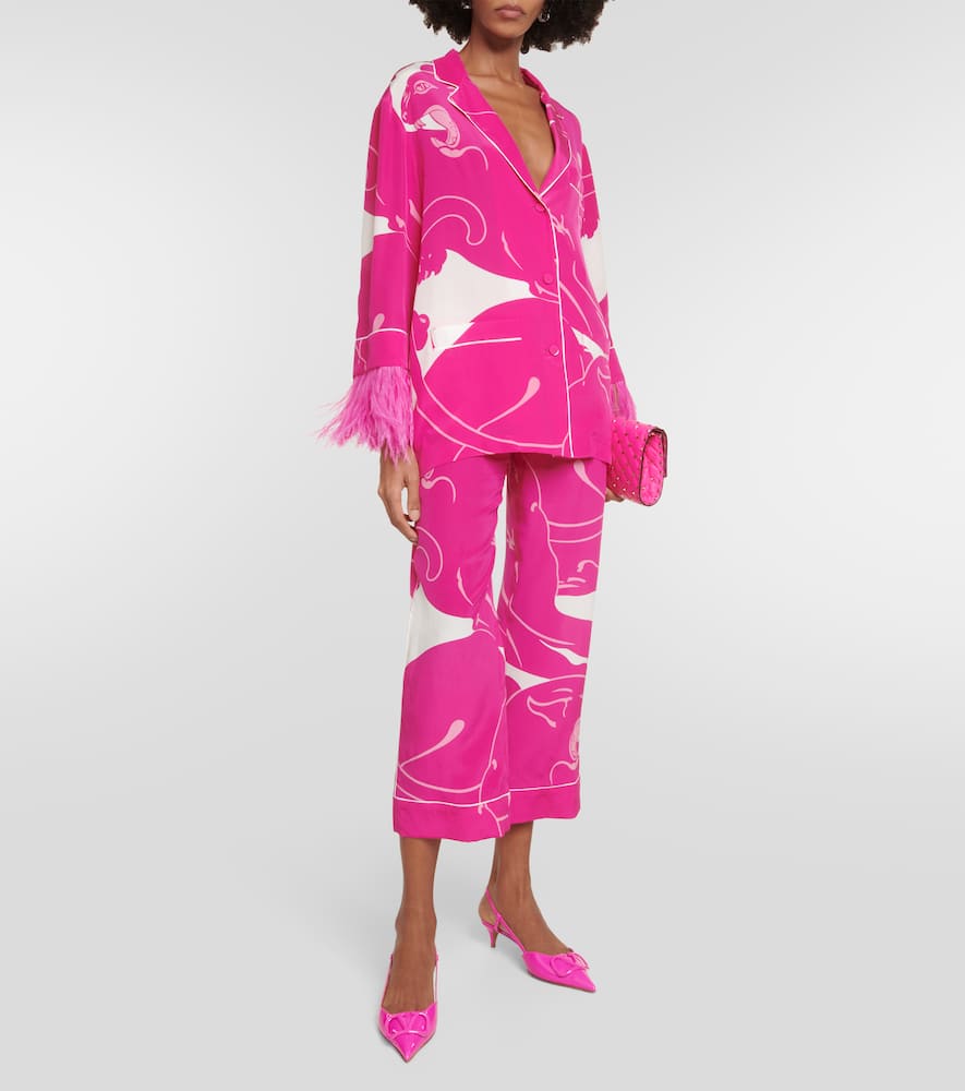 Panther crêpe de chine pants