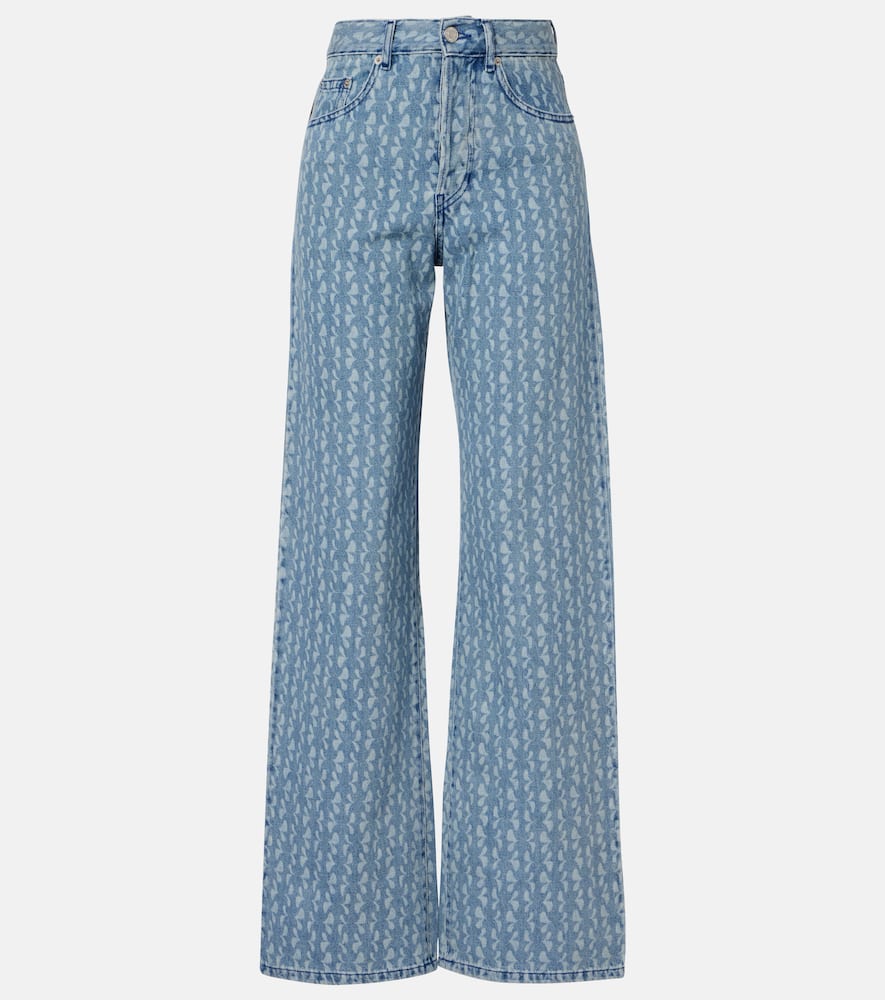 Printed wide-leg jeans