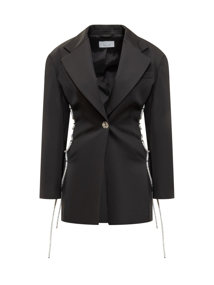 Black Embellished Notched Lapel Blazer