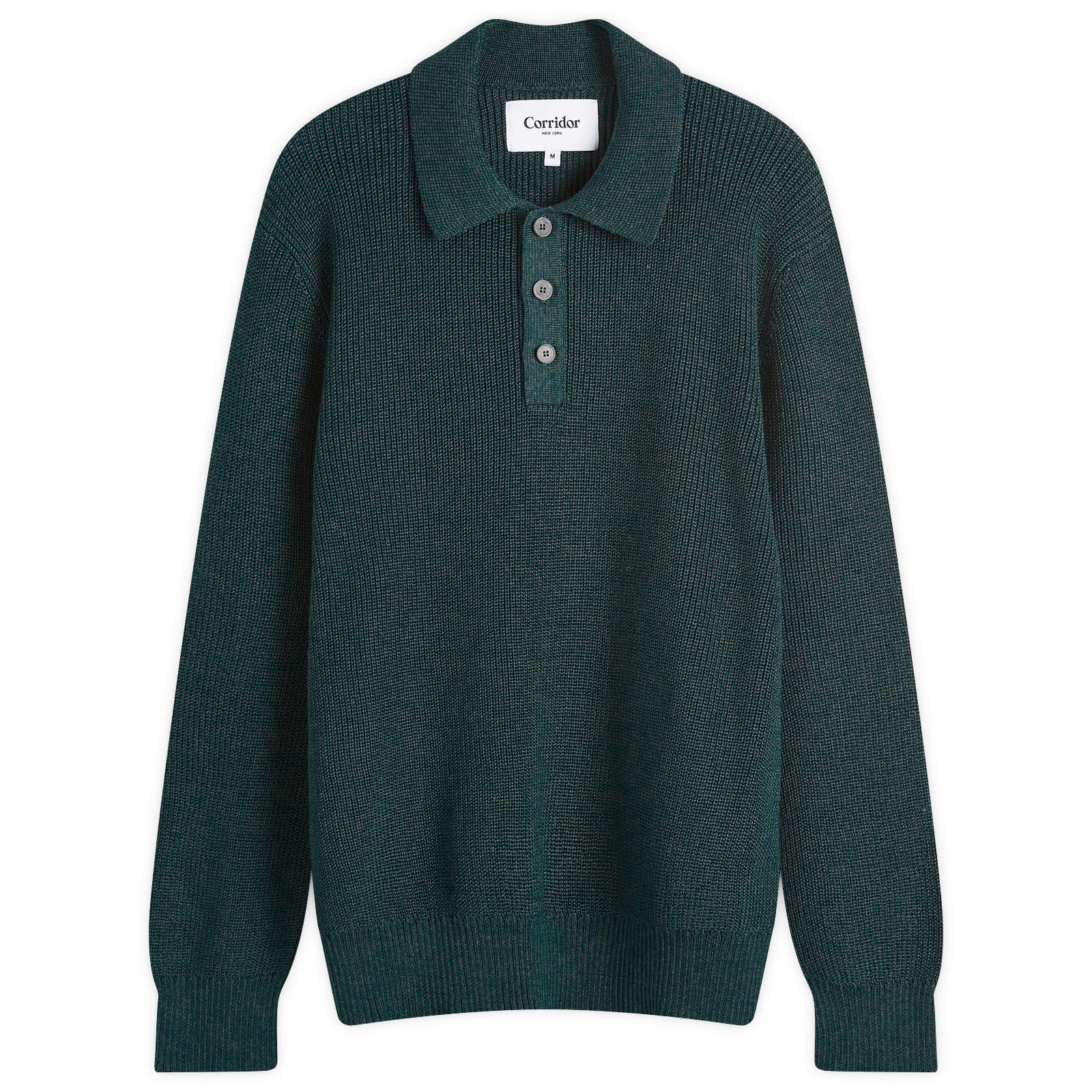 Men's Long Sleeve Slouchy Polo Shirt in Green