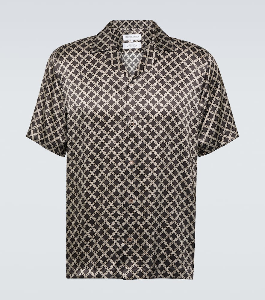 Roberto printed silk bowling shirt