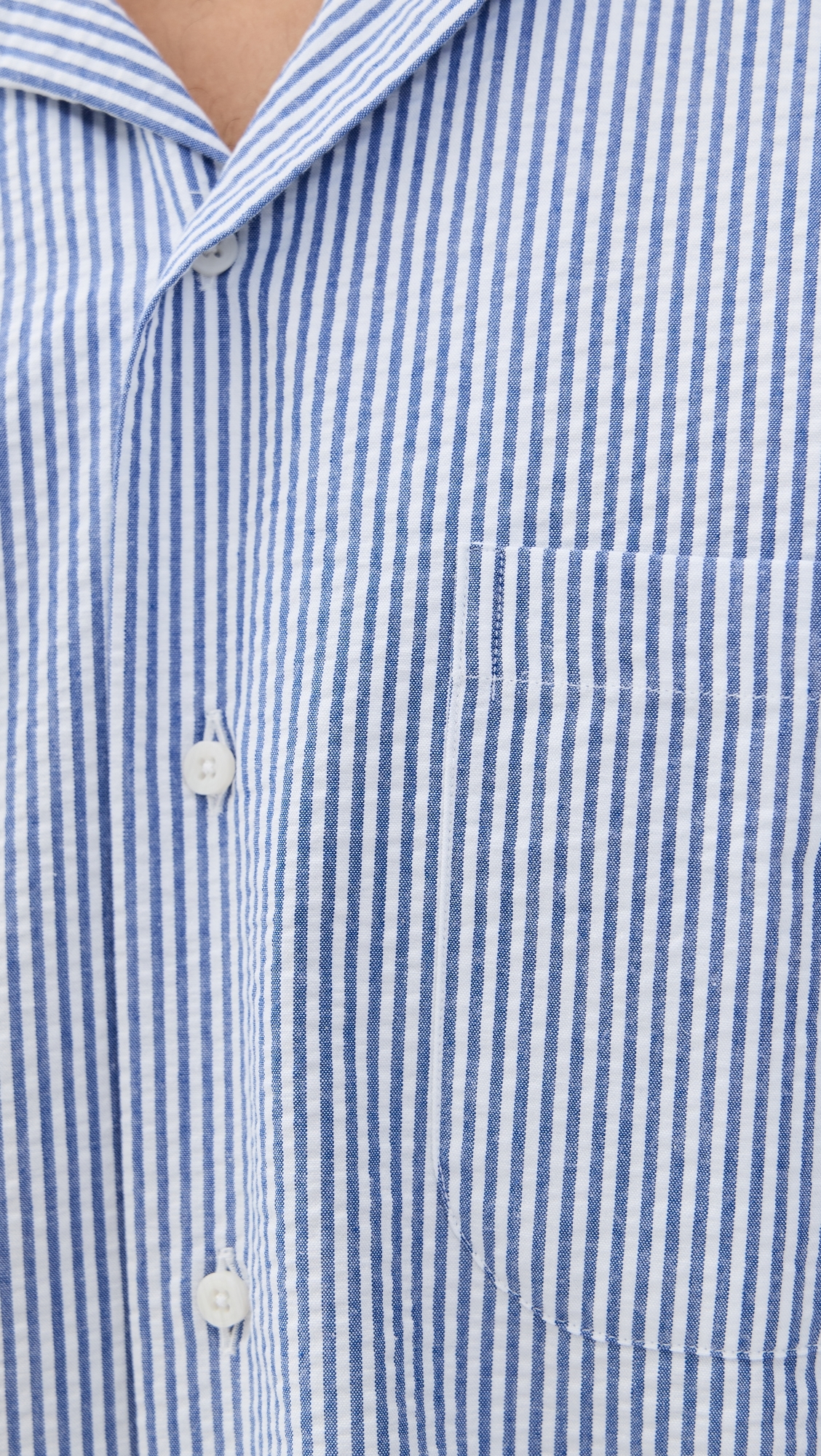 Gitman Vintage Striped Seersucker Camp Shirt Blue Stripe