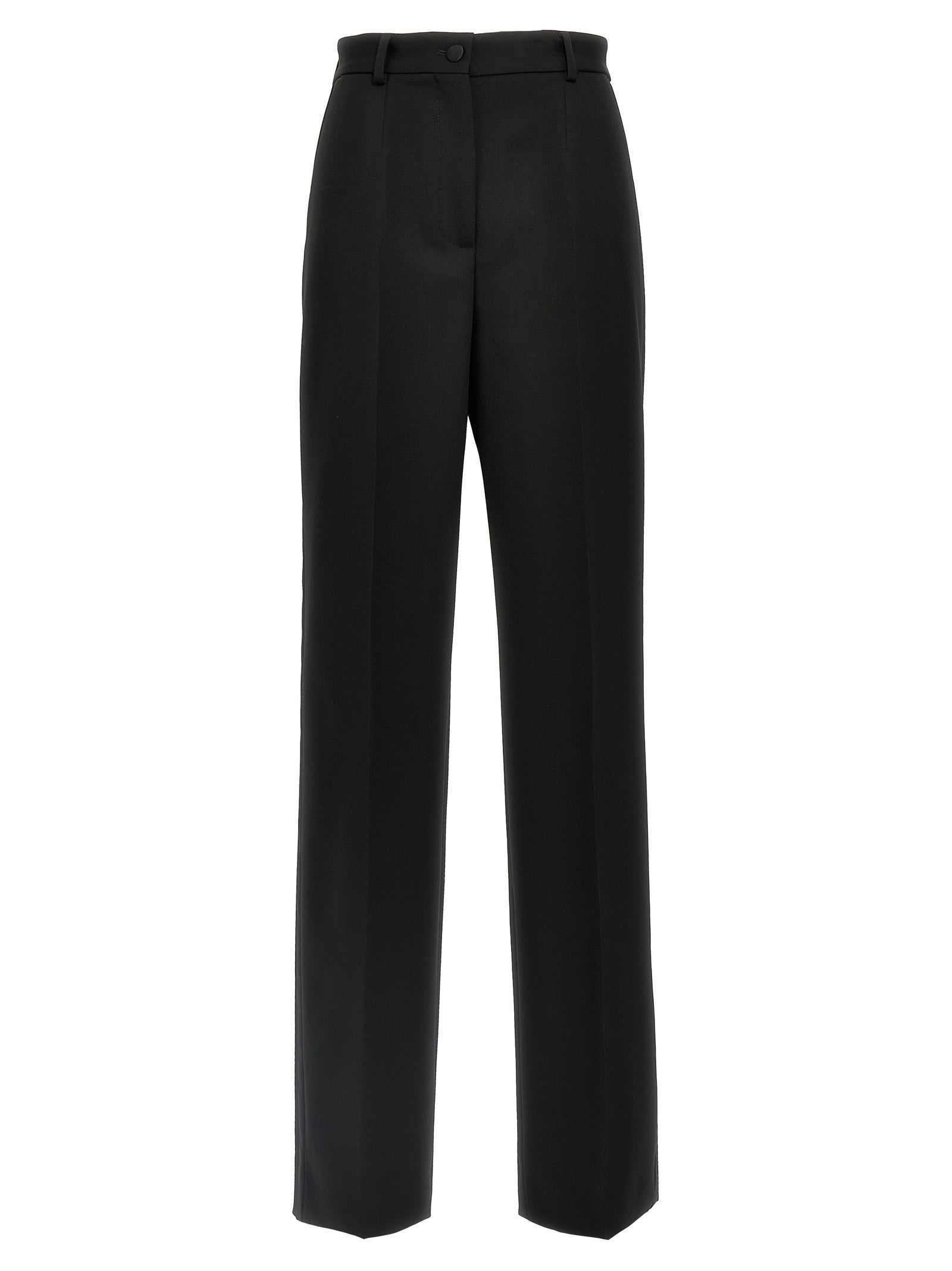Virgin Wool Tuxedo Trousers — Black
