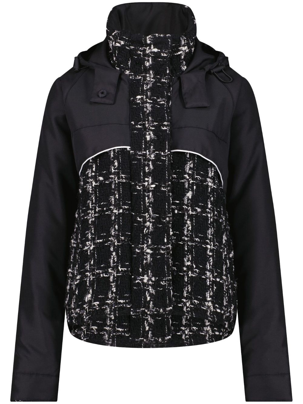 Tweed hooded coat - Black