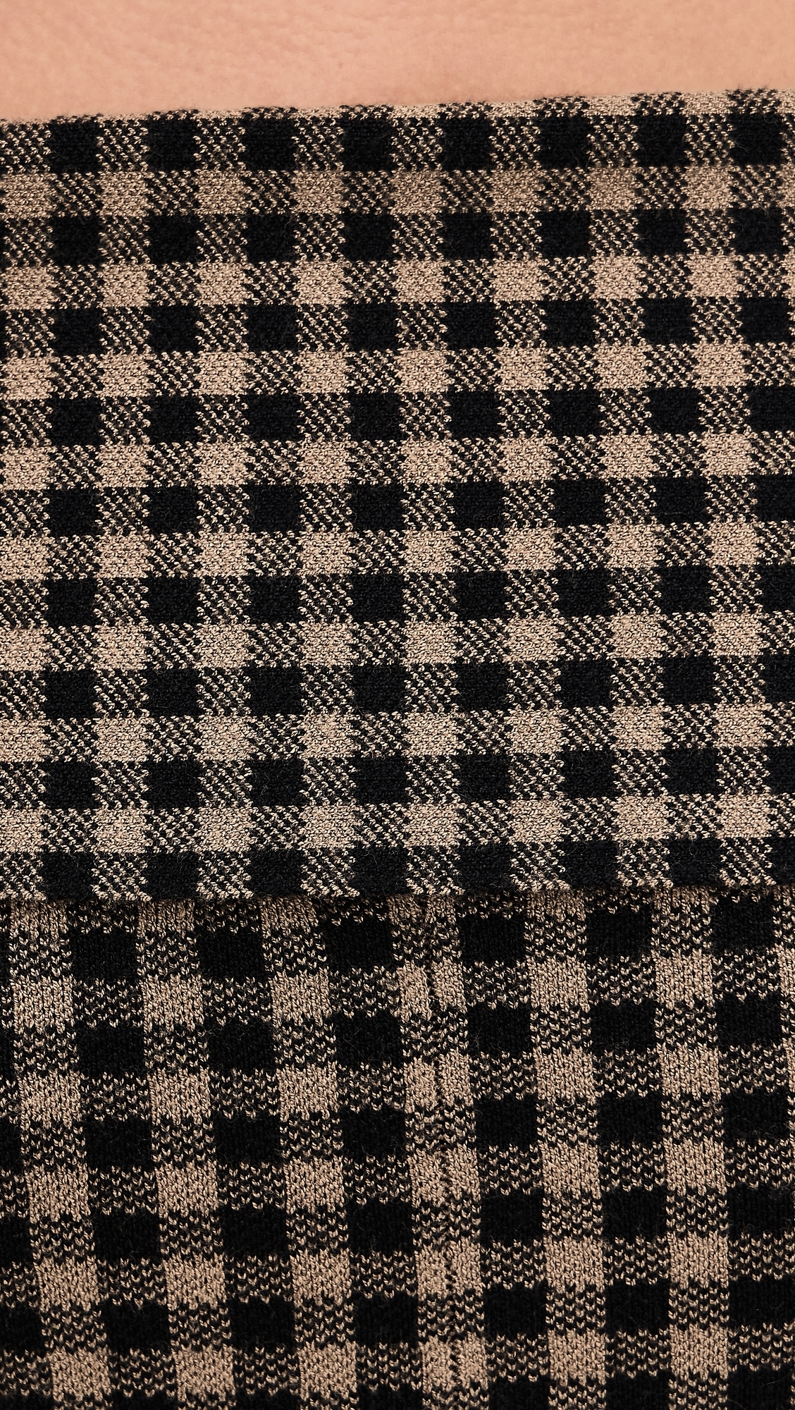 Gingham Knit Off Shoulder Dress Chocolate/Black