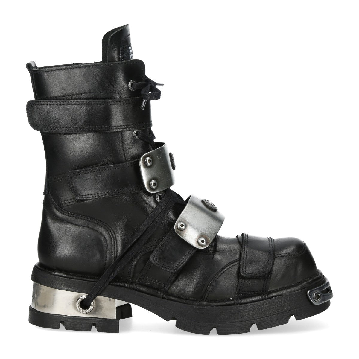 Metallic Black Leather Gothic Punk Rock High Boots - MET048-C9