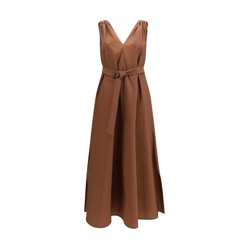 Cotton Poplin Dress — Brown