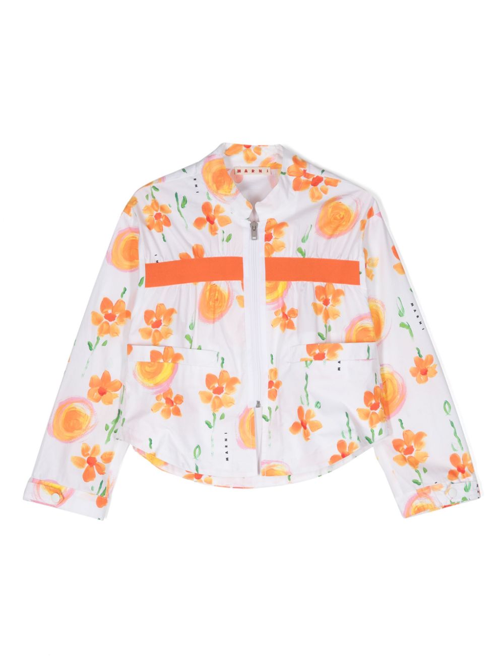 Floral-print cotton shirt jacket - White