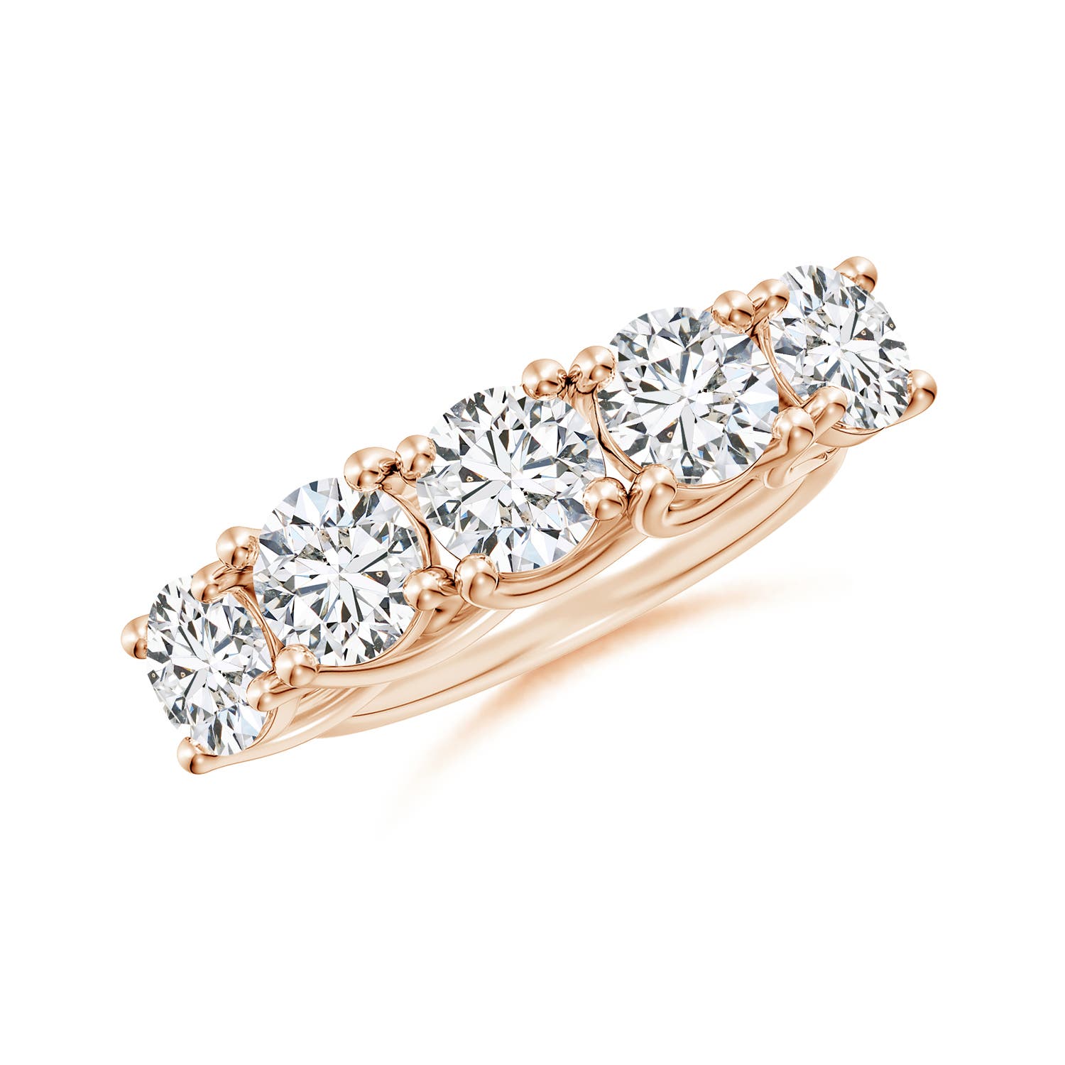 Angara 3.75 Carats Half Eternity Five Stone Diamond Wedding Band in 18K Rose Gold
