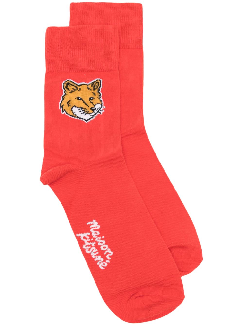 Fox Head logo-intarsia socks - Red