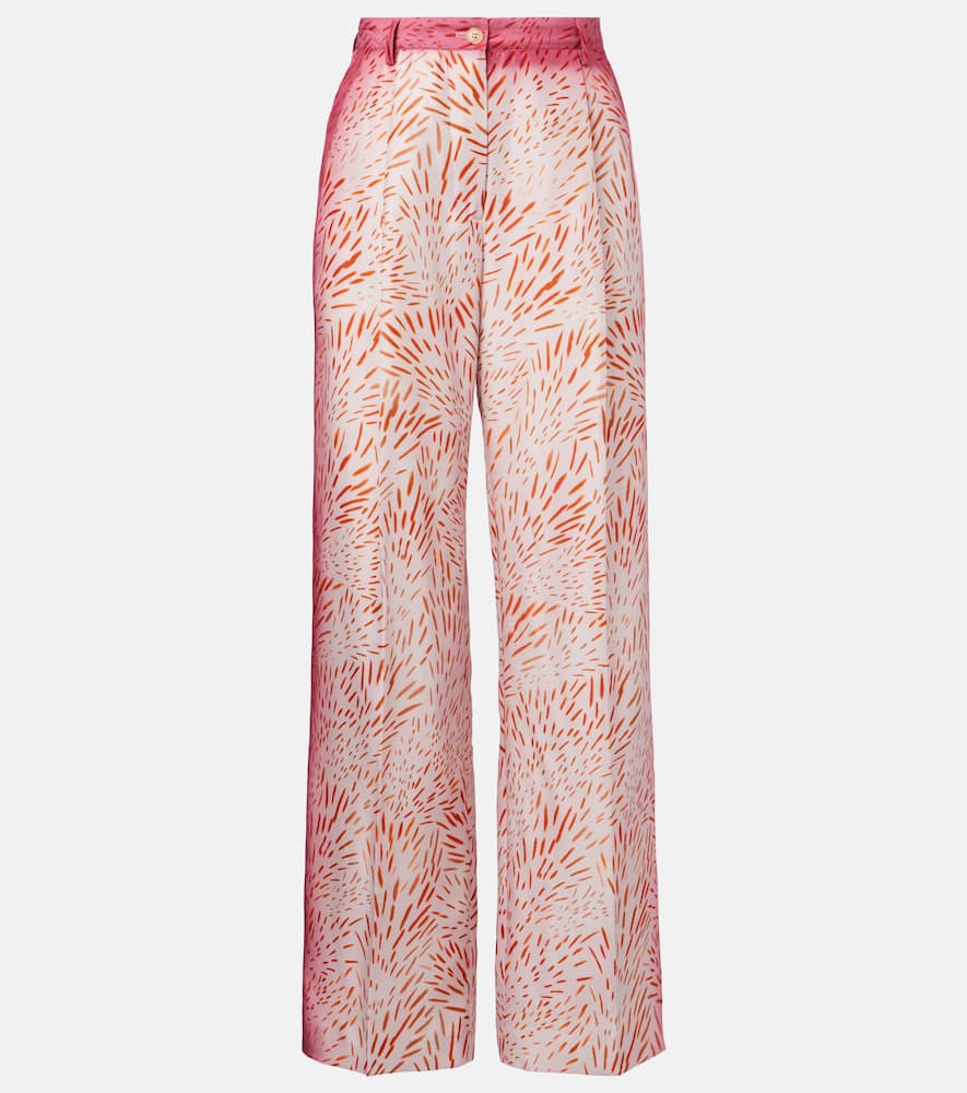 Printed silk wide-leg pants