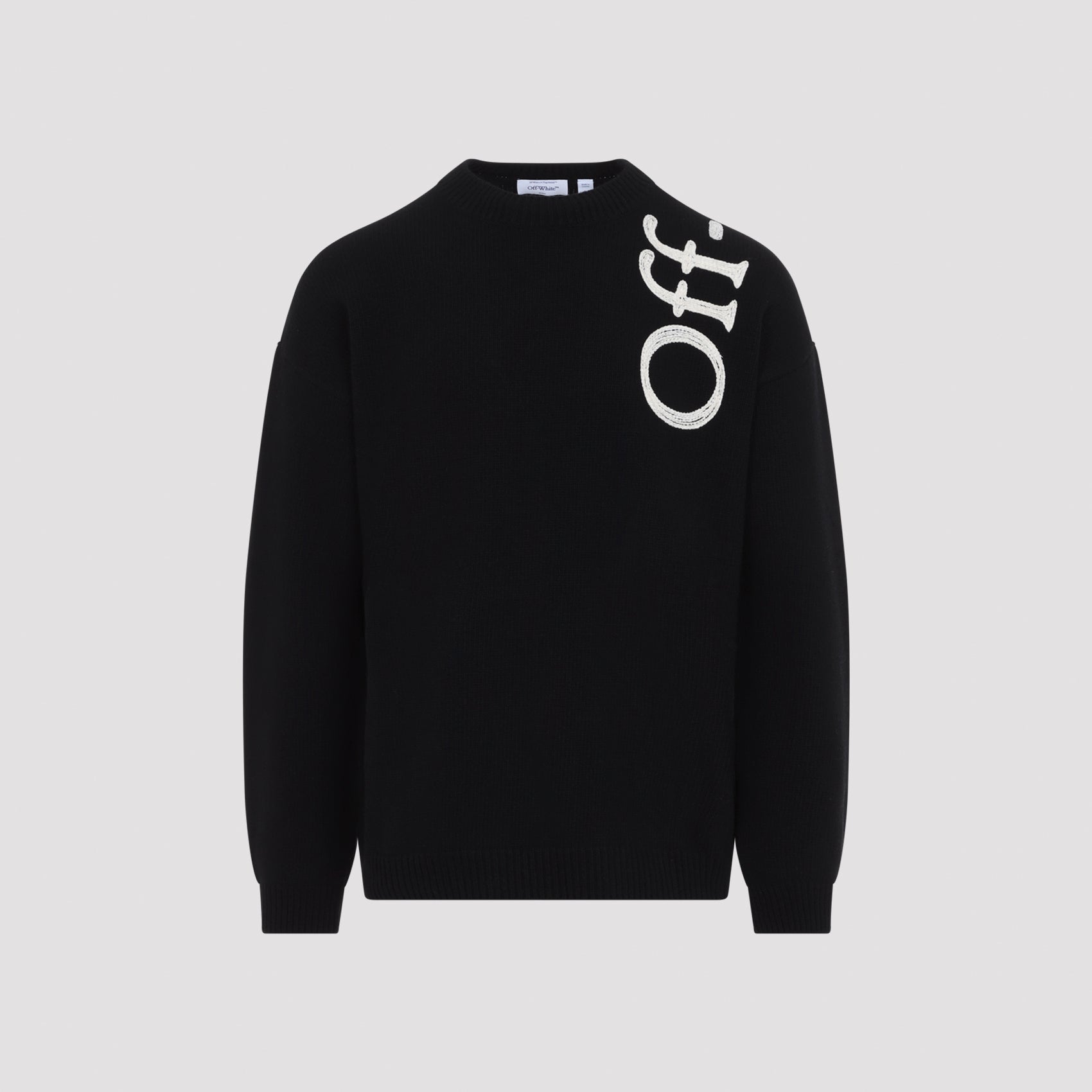 Vertical Bookish Wool Knit Crewneck Sweater for Men