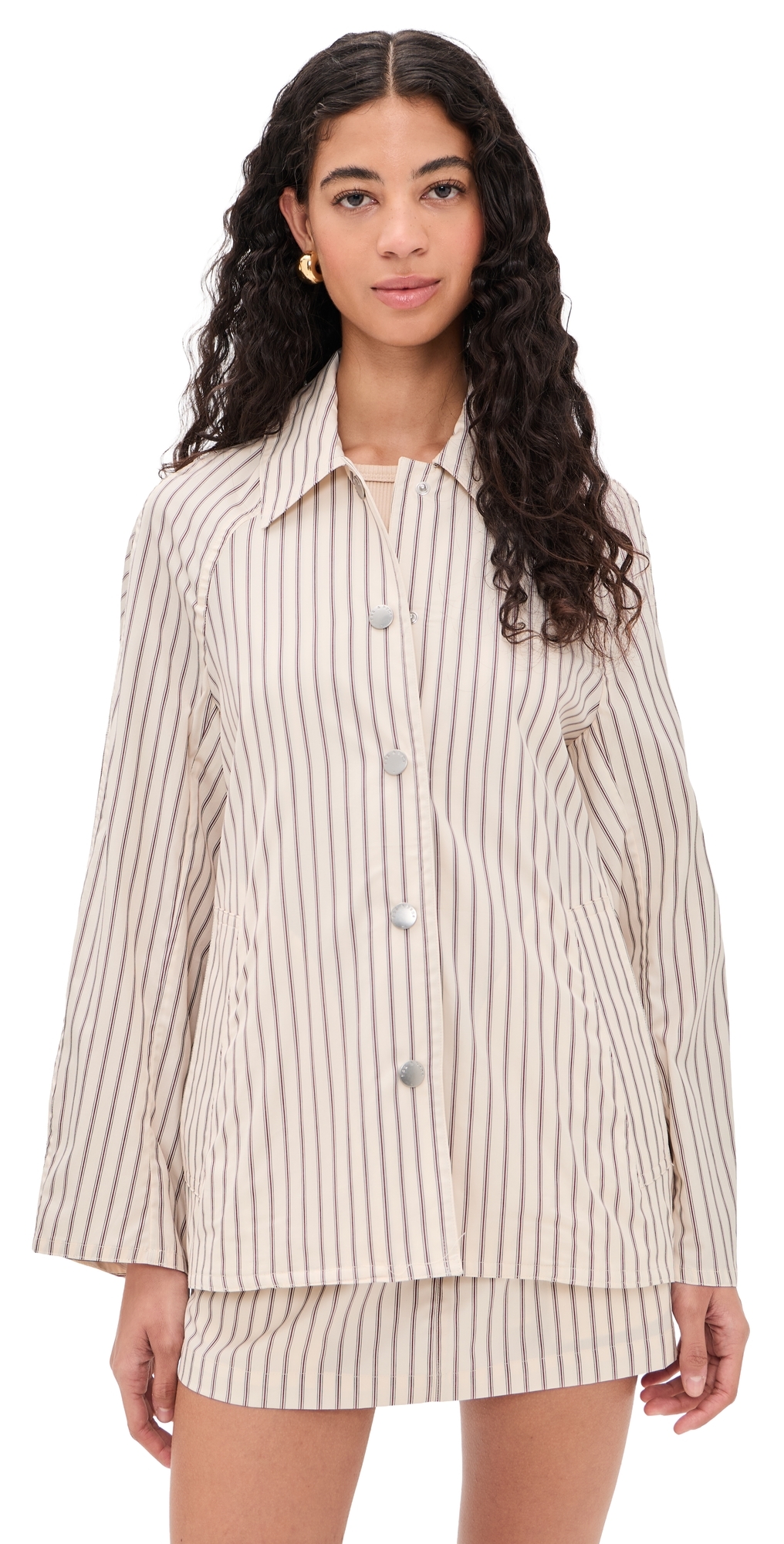 Gayle Striped Cropped Trench Red Stripe
