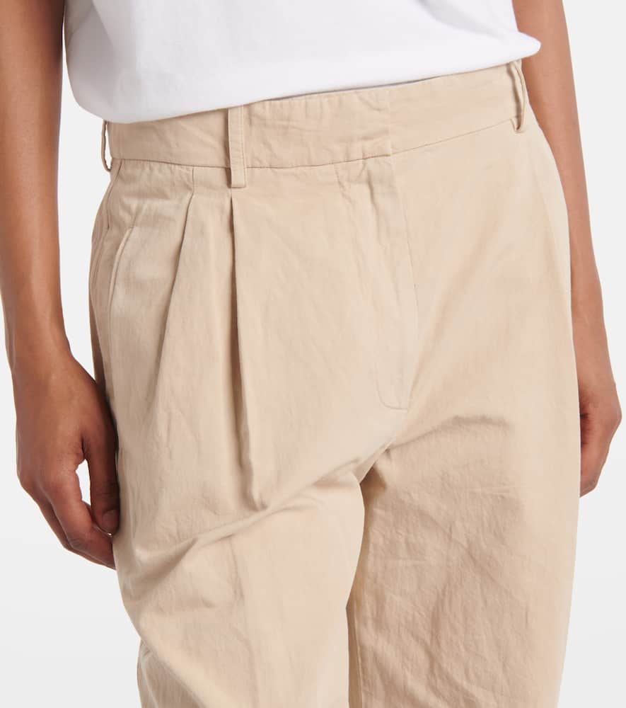 Lilas cotton and linen wide-leg pants