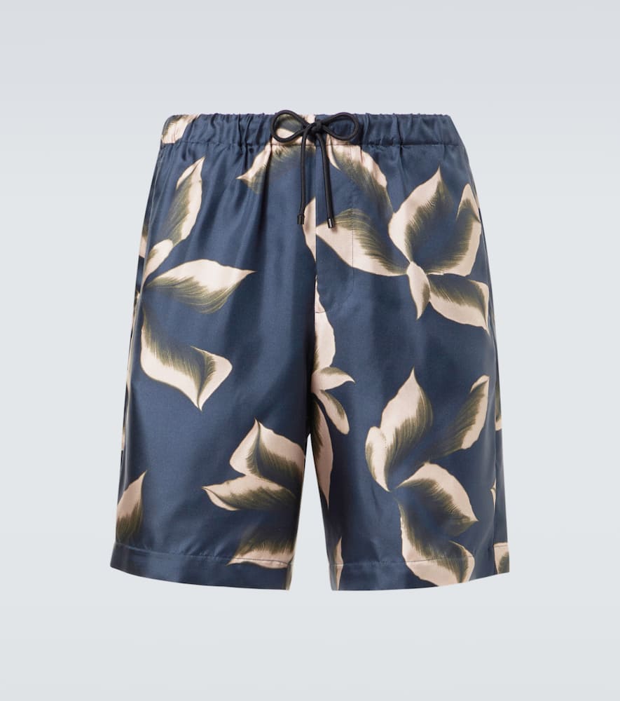 Printed silk shorts